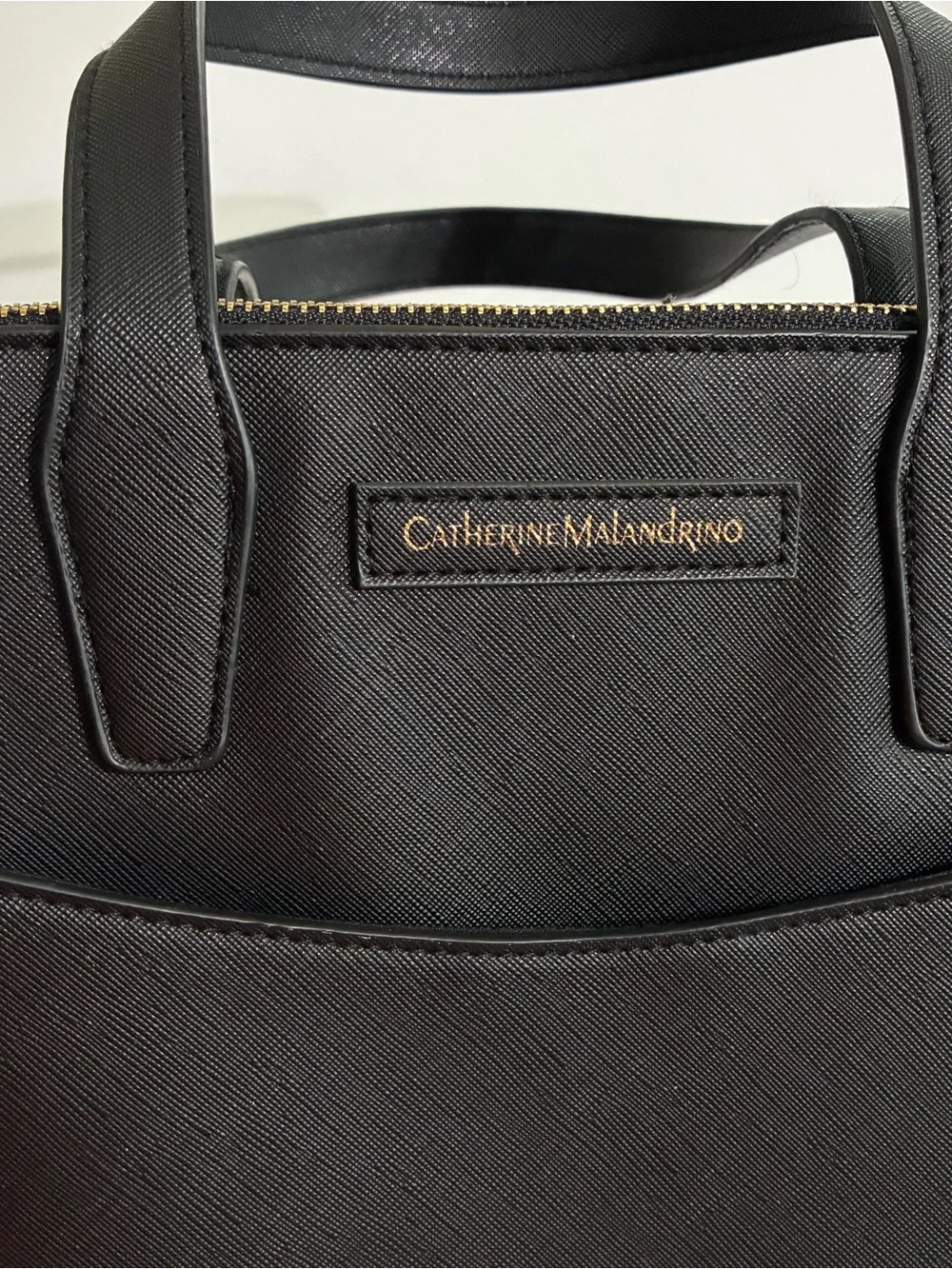 Catherine Malandrino Black Satchel with Gold Chain Detail